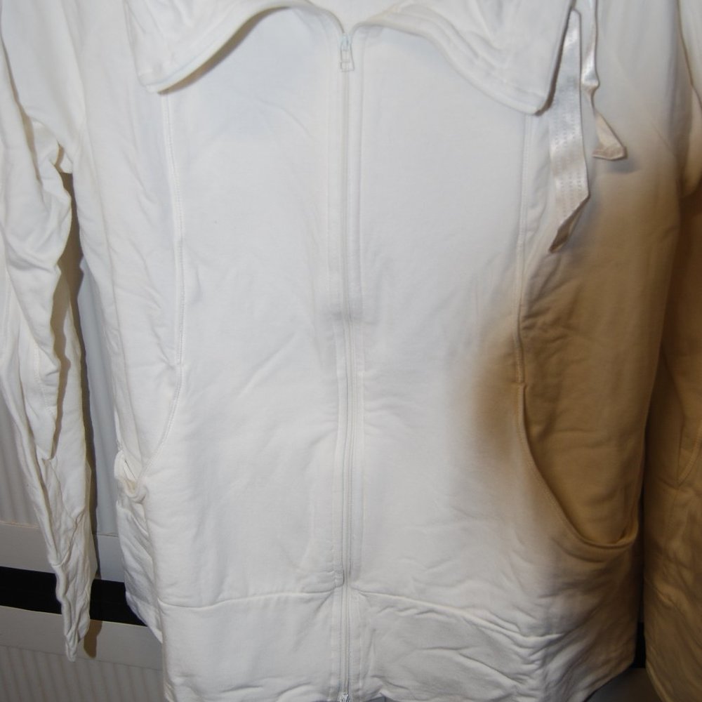 Off White (Eggshell) Zip Up Comfy Jacket - image 2